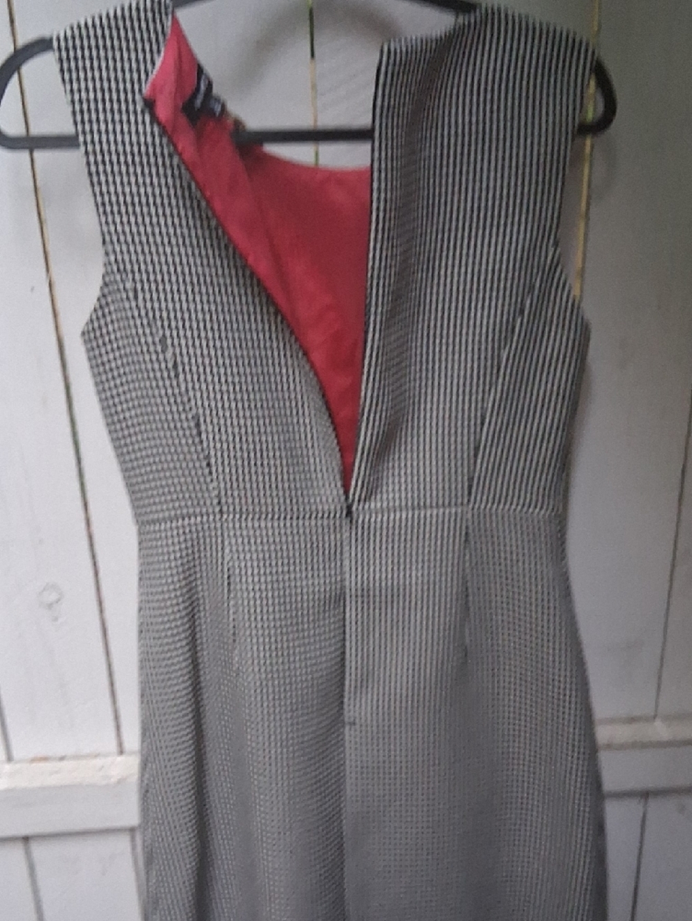 Nine West Black & White Houndstooth Sheath Dress with Red Lining - Picture 7 of 9